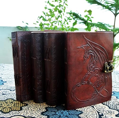 Miniatura 10 de jaald Diario de cuero de dragón de 7.1in en blanco, libro de sombras, libro de hechizos de cuero, cuaderno de bocetos para artistas