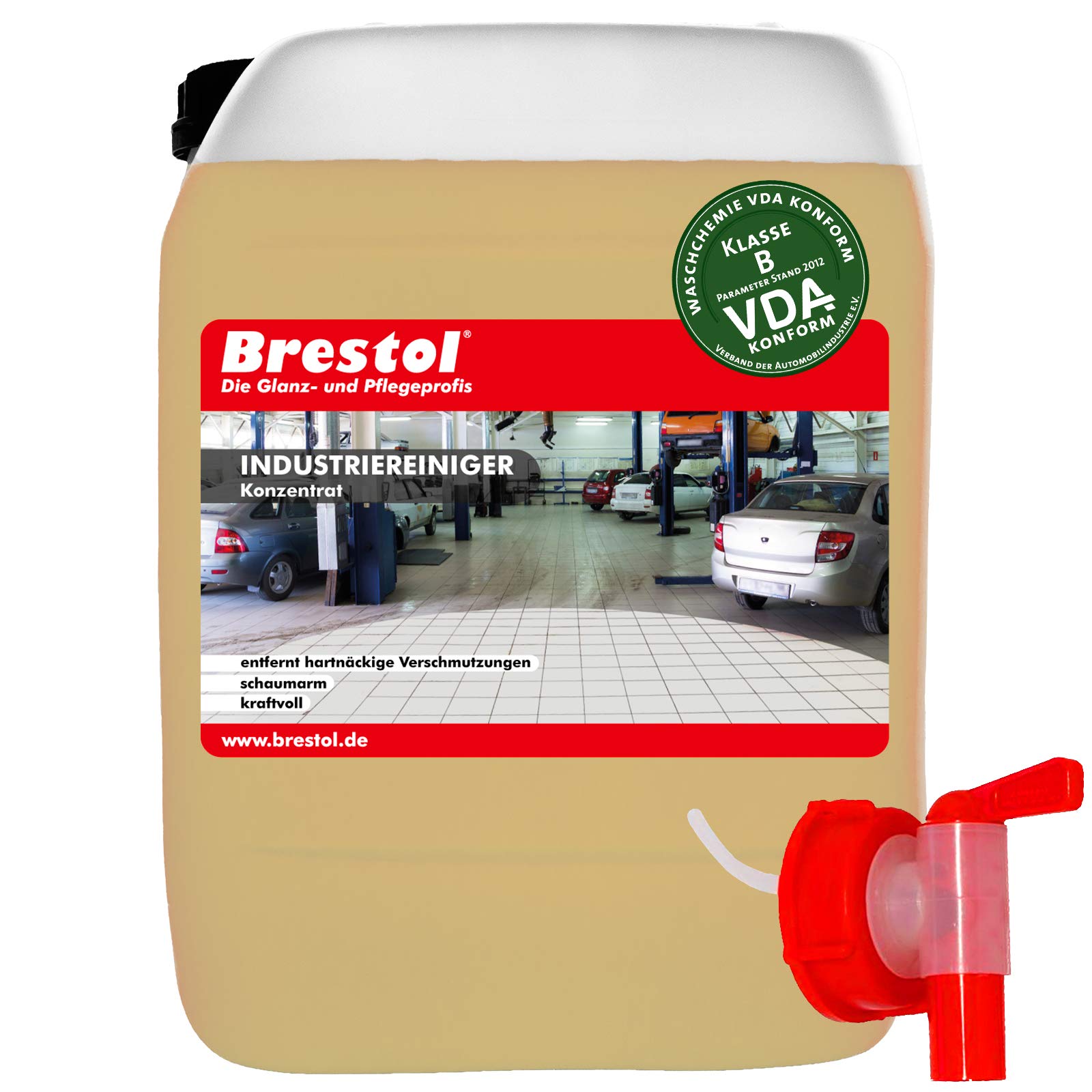 Brestol Limpiador industrial a máquina, concentrado de 10 litros, incluye grifo de 51 mm, limpiador universal, limpiador de suelos, limpiador de azulejos, disolvente de grasa, alcalino