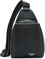 Calvin Klein Myra Women's Vegan Leather Convertible Sling Backpack - Stylish 2-Pocket Daypack, Black/Silver