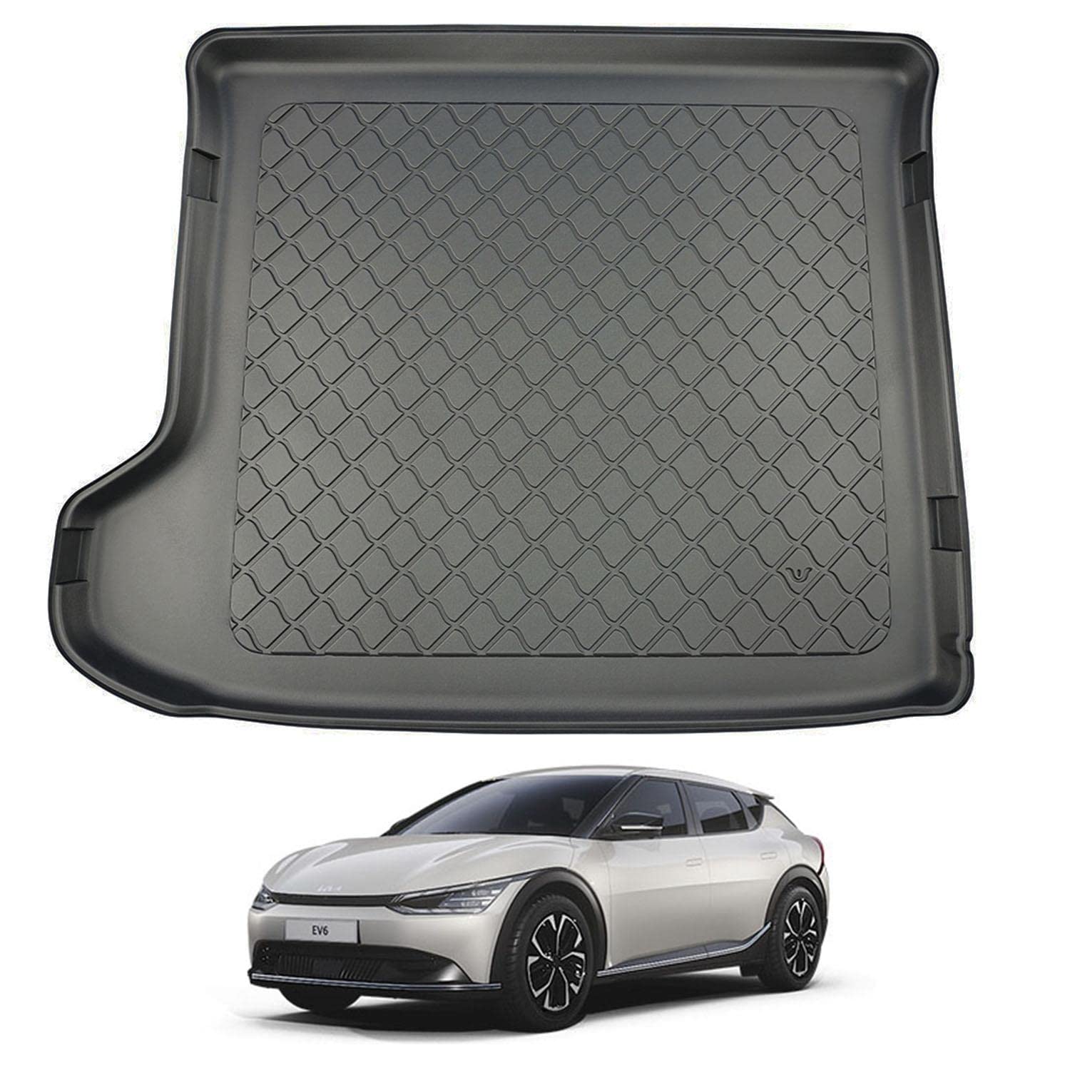 NOMAD Kia EV6 (2021+) Boot Liner [Upper Boot Position] Premium Tailored Fit Car Floor Mat Protector Recyclable Thermoplastic Waterproof Dog & Pet Friendly Raised Edges Compatible Custom Fit Accessory