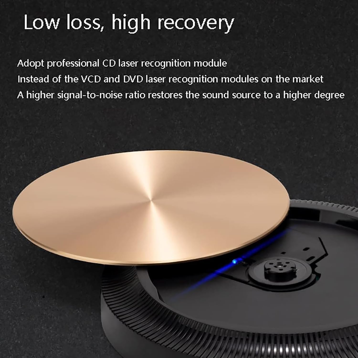 Lettori CD portatili piccoli con porta auricolare da 3,5 mm, altoparlante CD personale ricaricabile, effetto audio Hi-Fi e supporto Bluetooth/vari tipi di CD, batteria integrata da 4000 mAh (nero)