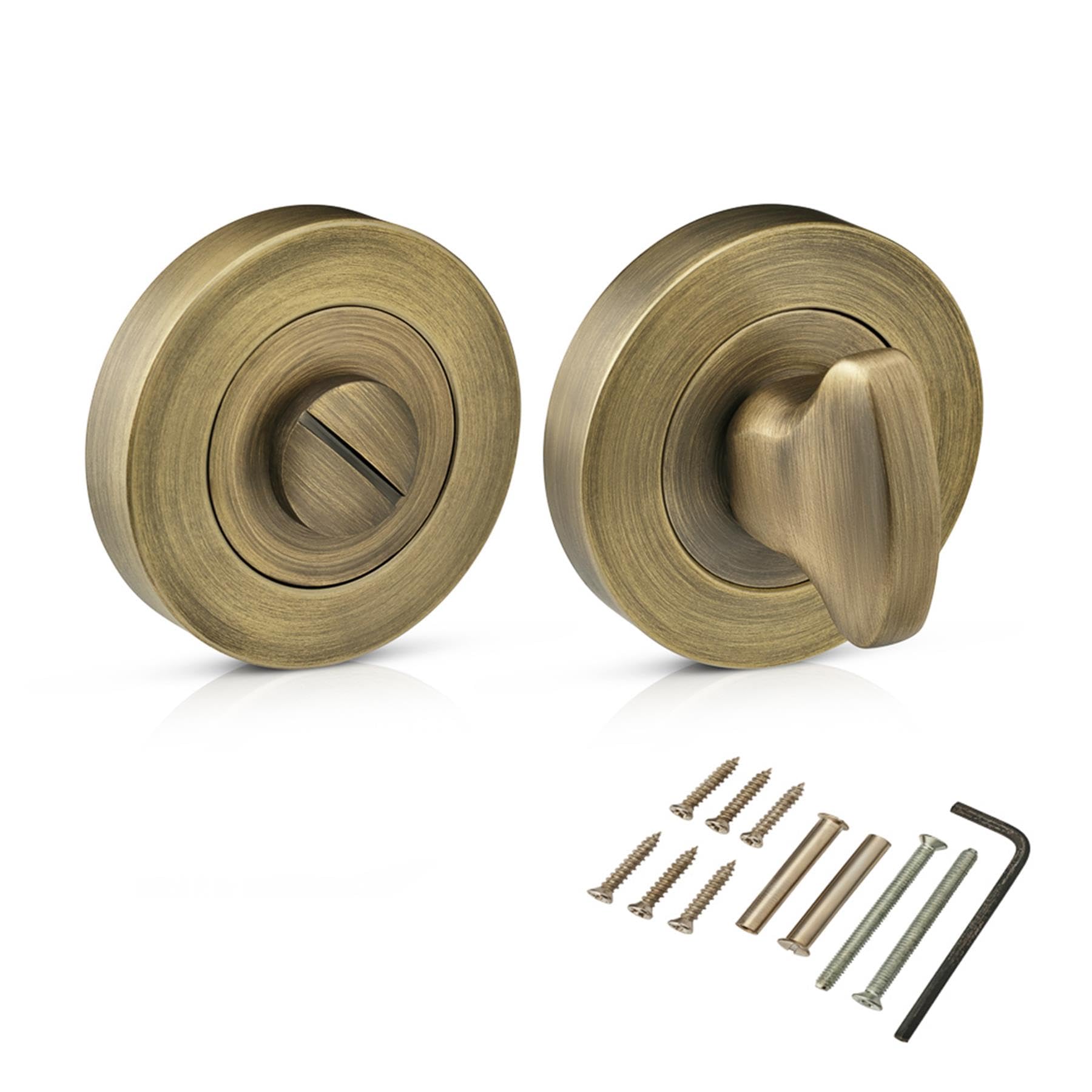 XFORT Bathroom Turn and Release in Matt Antique Brass, Thumb Turn Lock for Bathroom Door, Toilet Door Lock for Internal Doors