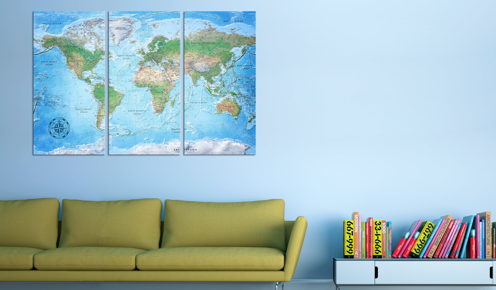 Canvas Wereldkaart - 90x60 - Wanddecoratie Een Grijze Wereldkaart Met Engelse Tekst Zwart Wit