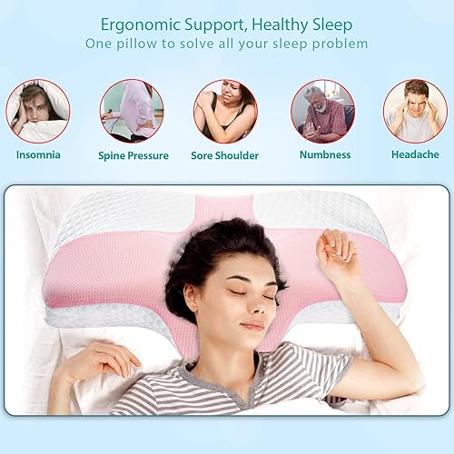 Miniatura 7 de fullengy Almohada cervical de espuma viscoelástica almohadas de contorno para cuello hombros alivio del dolor de espalda almohada ergonómica de
