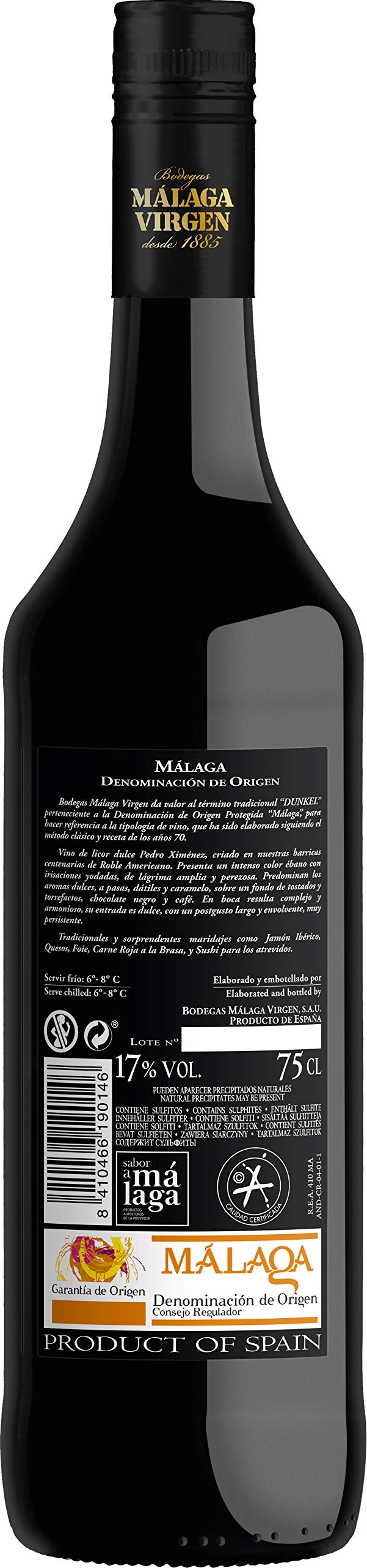 Málaga Virgen Dunkel 75cl - Süßer Likörwein D.O. "Málaga"