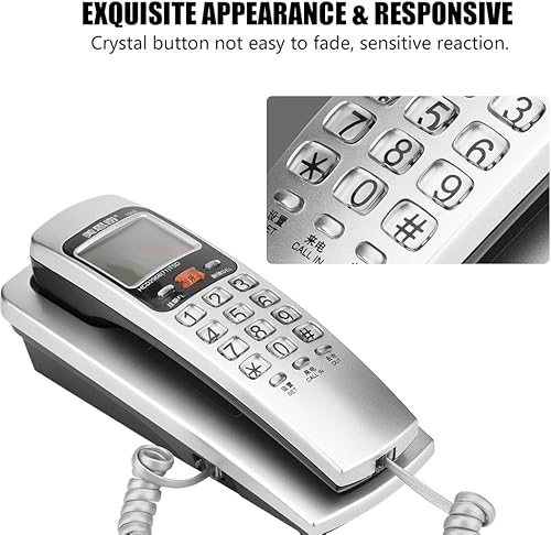 Vista 12 de Hakeeta Moda/DTMF Teléfono fijo con cable estándar con identificación de llamadas, función de devolución de llamada de soporte y función de Rojo
