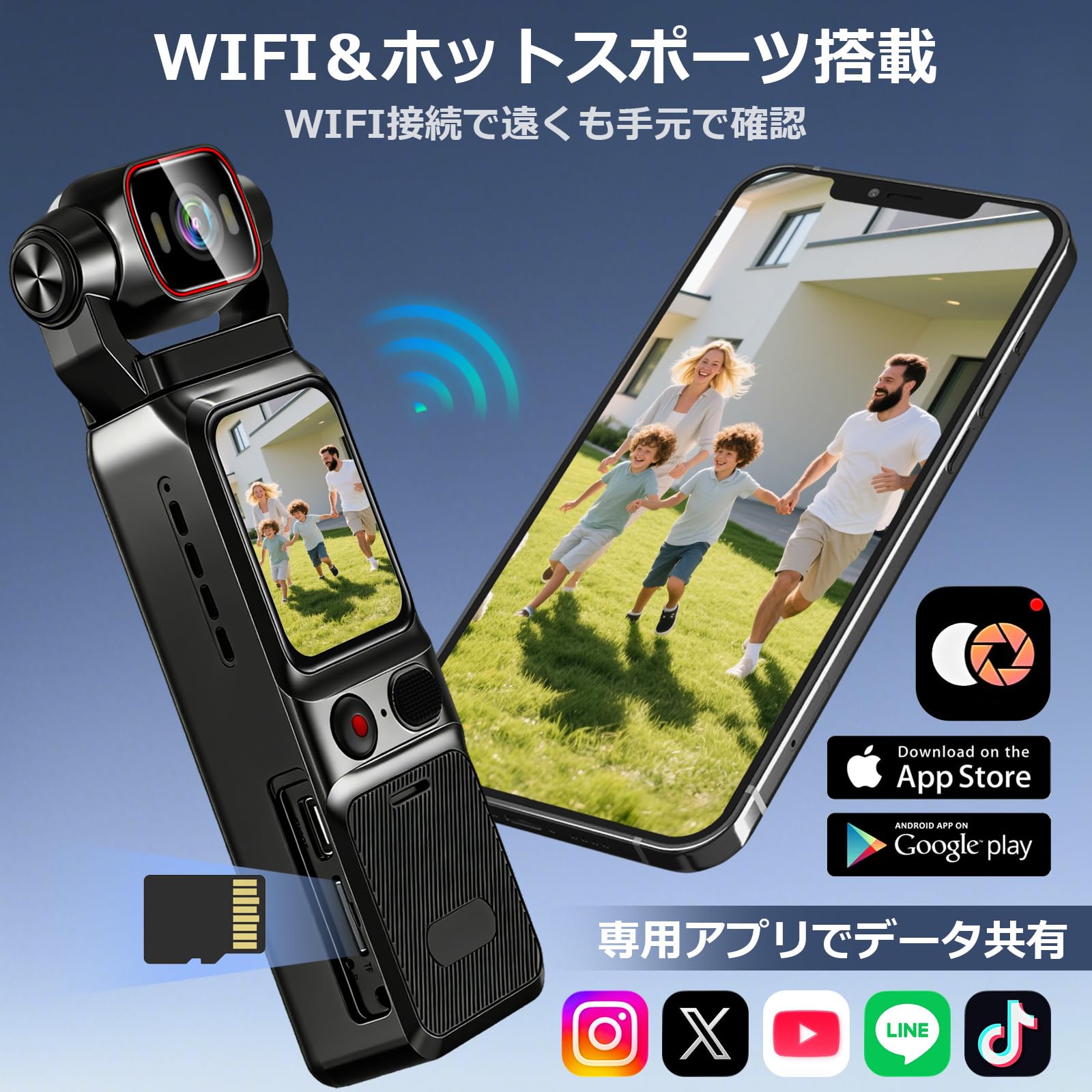 Amazon.co.jp: CYIアクションカメラ 4kウェアラブルカメラ Vlogビデオ