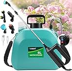 Battery Powered Sprayer 2 Gallon, 2025 Upgrade Electric Sprayer with 3 Adjustable Speed, Battery Indicator, 4 Mist Nozzles, Rechargeable Retractable Wand with Adjustable Shoulder Strap for Lawn Garden