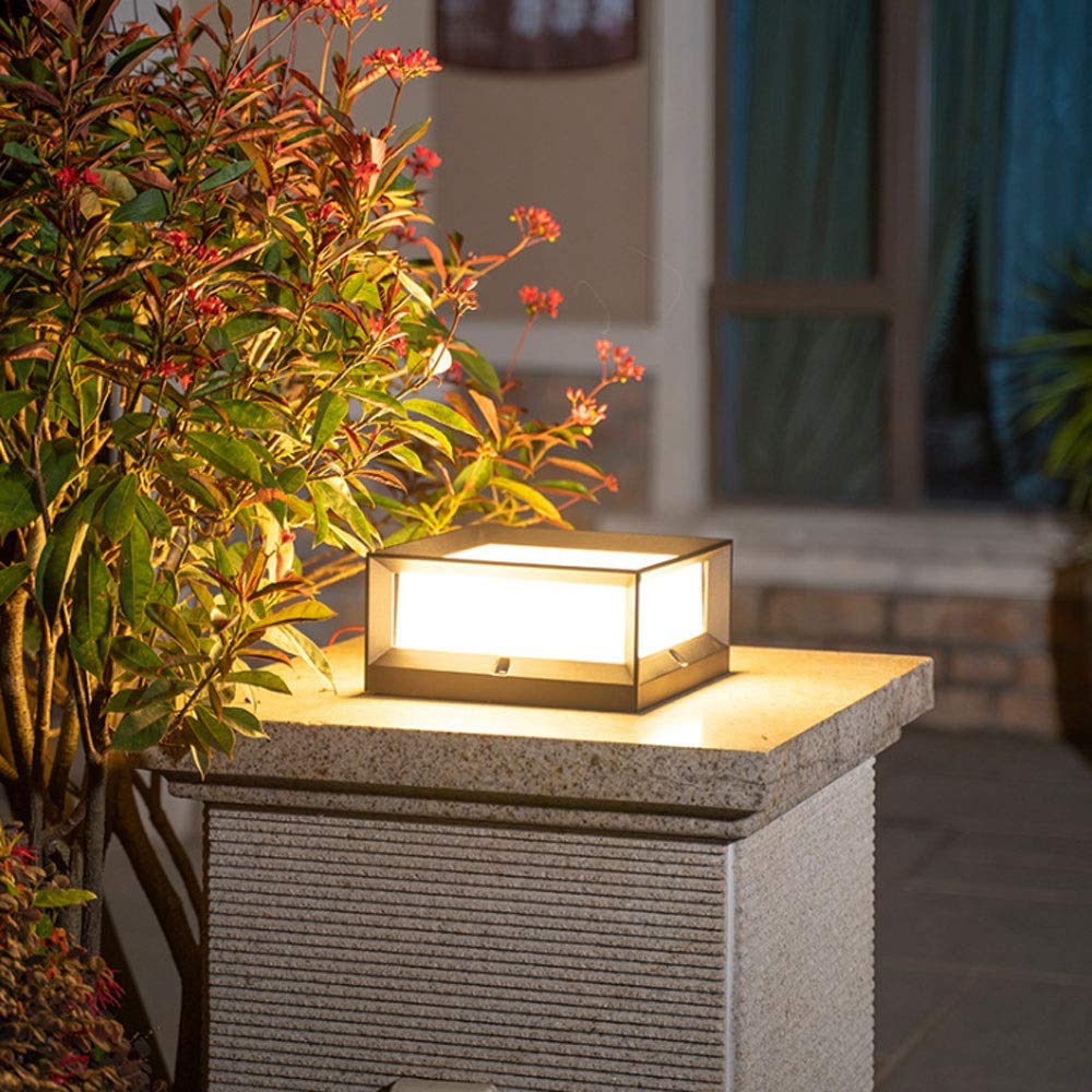 Led Colonne solaire phare extérieur Pilier de clôture étanche Lumière