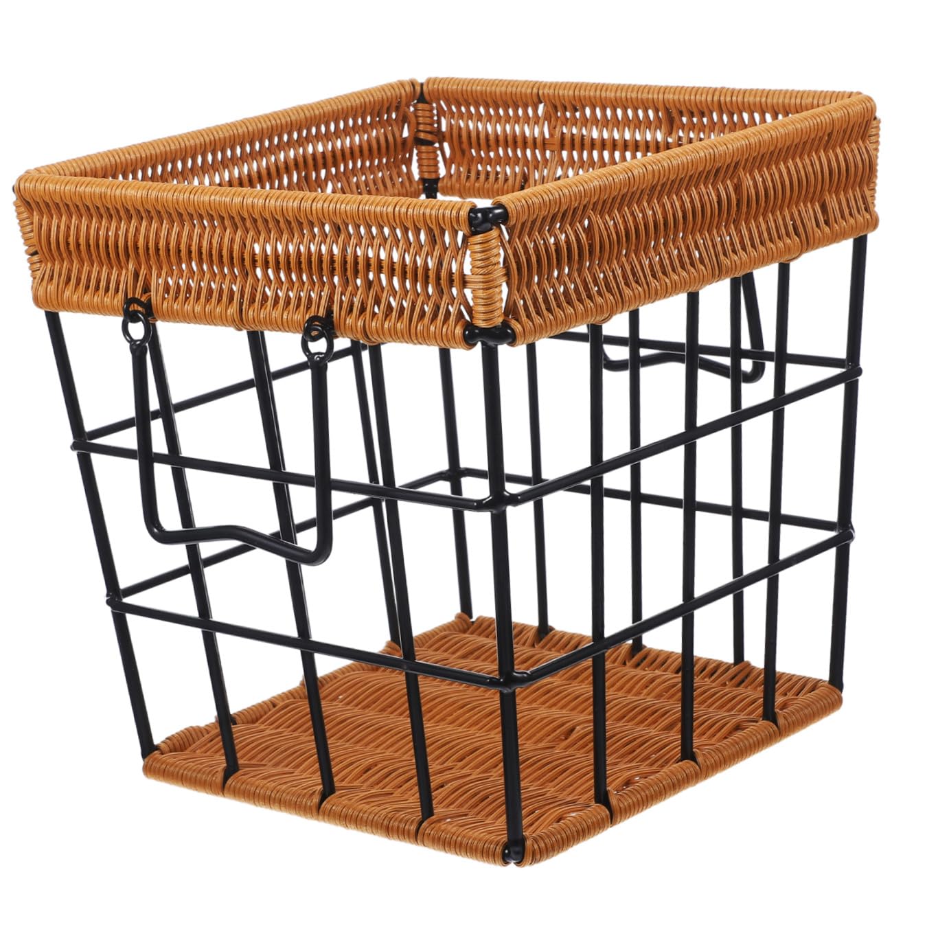 Alipis Panier à Pain Rustique en Fer Peint Antirouille Noir, Panier de Rangement Multifonction en Pp et Fer pour Décoration Intérieure et Restaurant