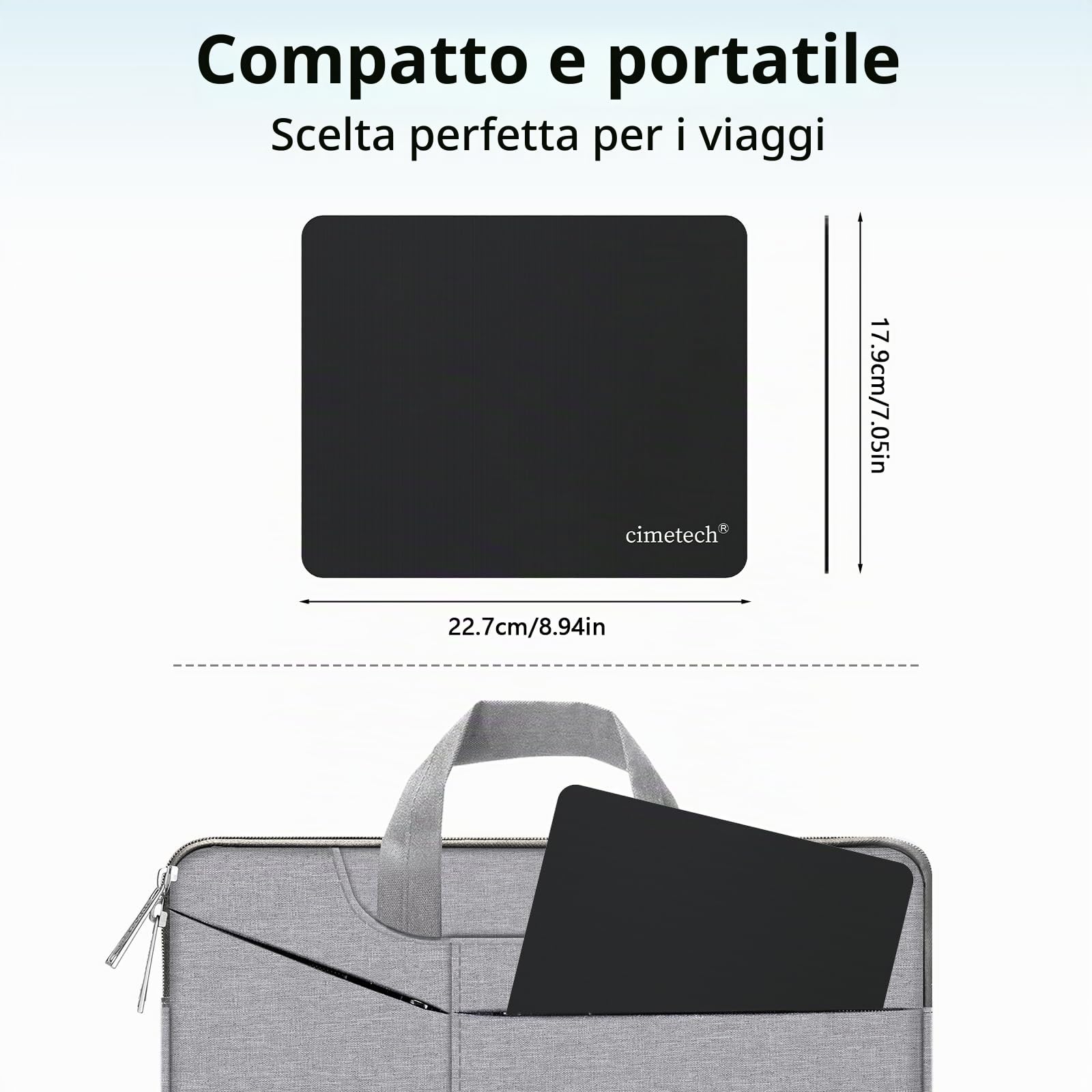 cimetech Tappetino per Mouse in Fibra di Seta Liscia Antiscivolo Lavabile Nero Black