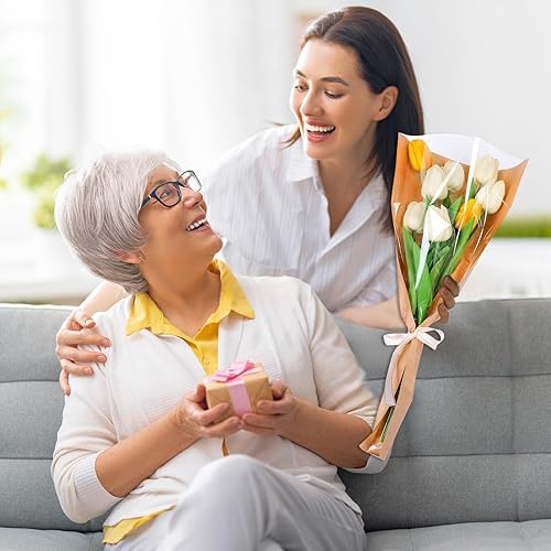 Miniatura 6 de Whaline 100 bolsas de envoltura de flores de papel kraft de graduación, bolsas de embalaje floral, bolsas de ramo de flores transparentes, a granel