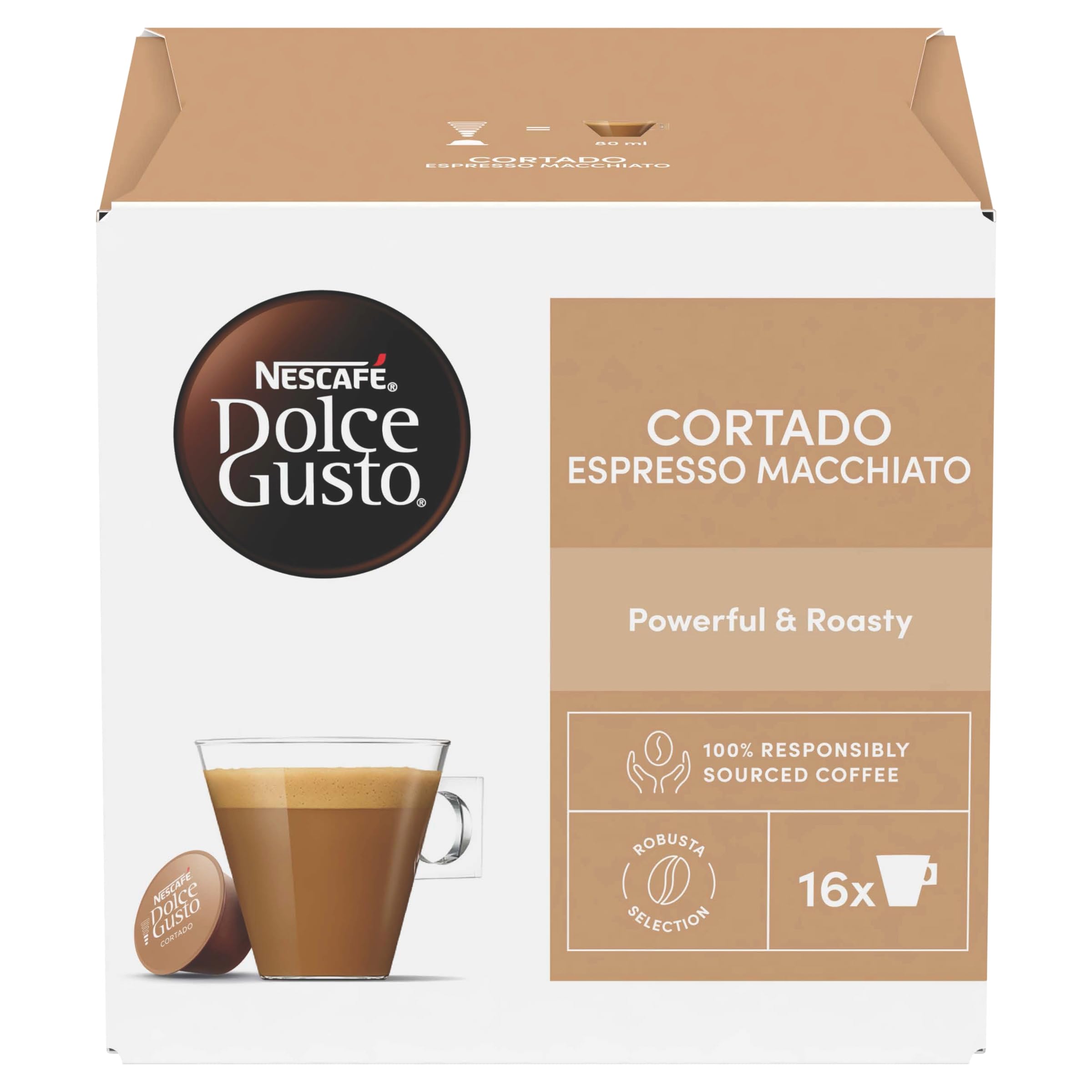 NESCAFÉ DOLCE GUSTO Cortado Espresso Macchiato Coffee Pods 16 Capsules (16 Servings)