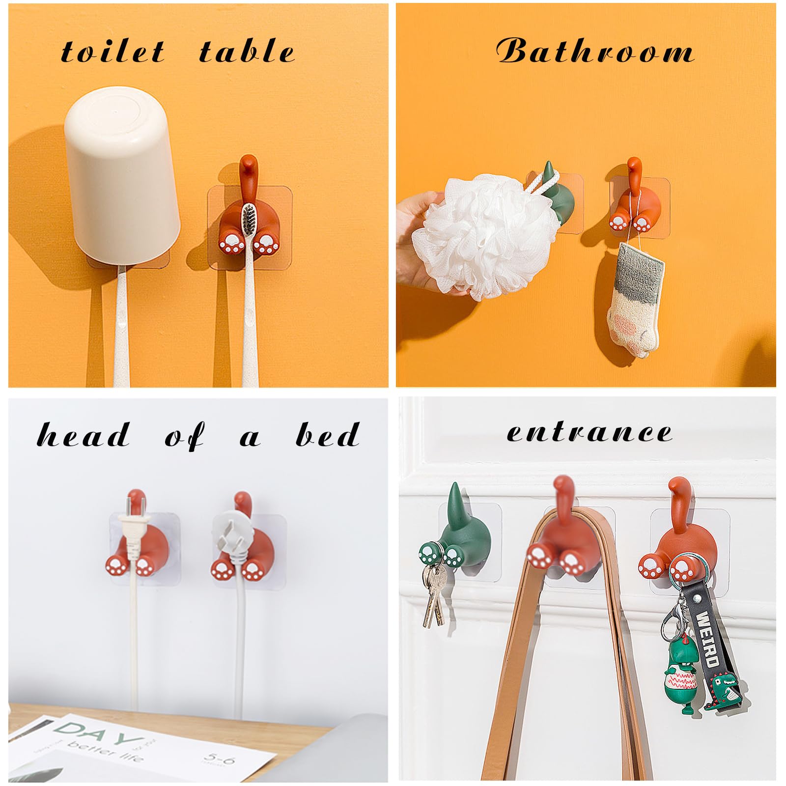 Ganci Adesivi Per Spazzolini A Forma Di Animali - Set 2 Pezzi - Portaspazzolini Per Bambini - Stick Da Parete Non-perforanti Per Bagno, Cucina - 3