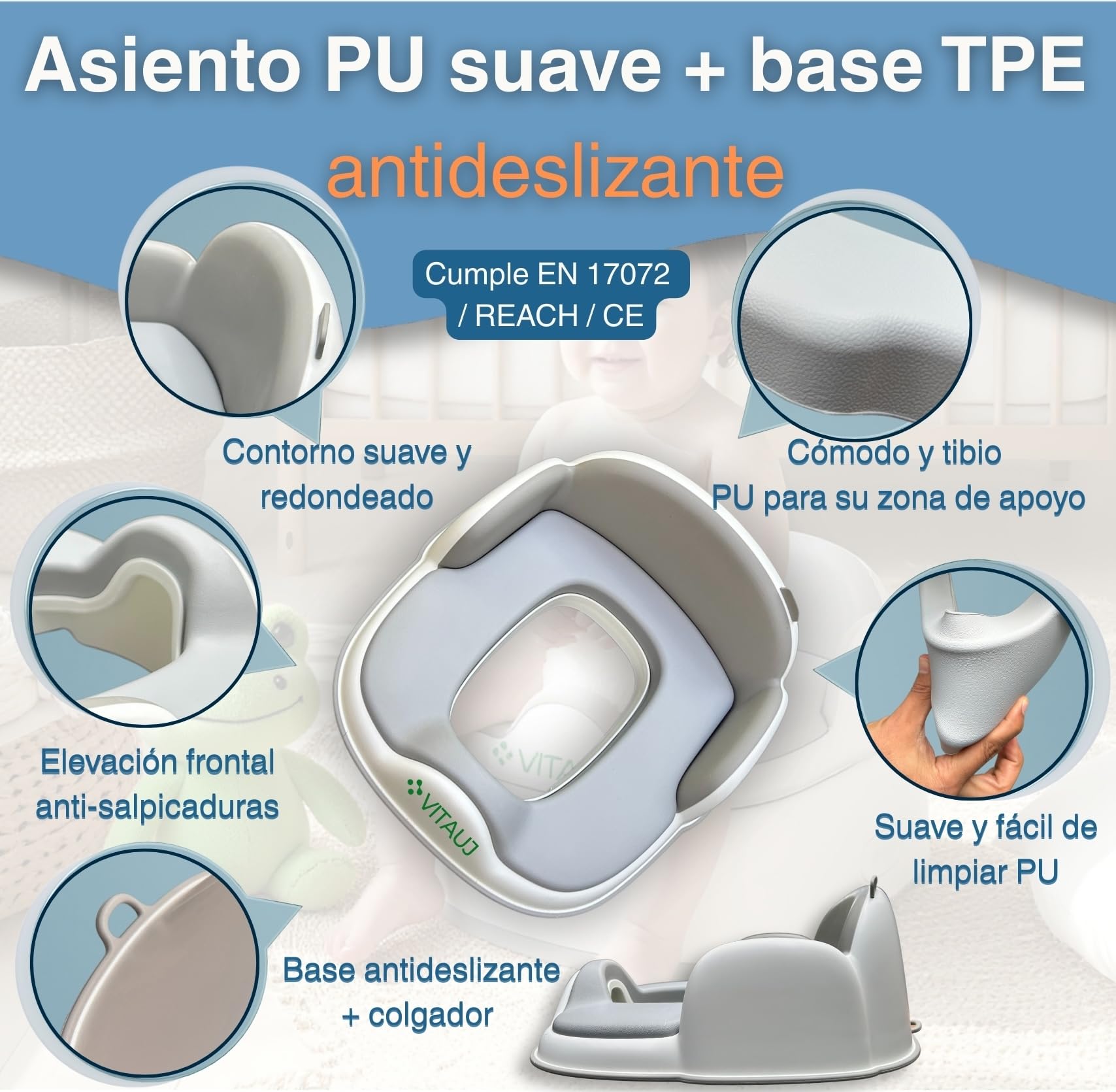 Orinal Bebé 3 en 1 Plegable | Reductor WC, Taburete y Orinal con Sticker de entrenamiento | Antideslizante, Portátil, Suave y Ergonómico | ideal de 1–6 Años