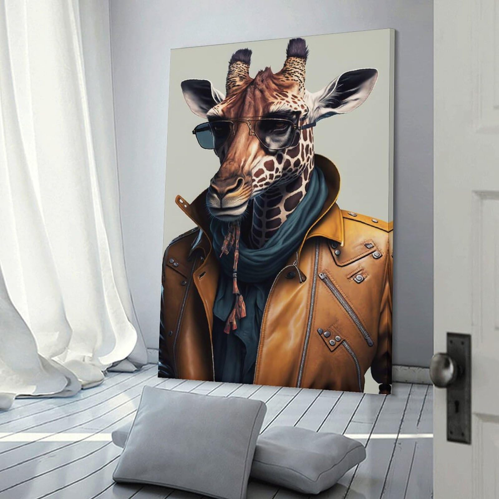 Junmoney Room Decor Wall Art Street Smart Giraffe, 08x12inch(20x30cm), for Living Room, Lounge Or Sitting Room, Canvas Styling for A Polished Room Look
