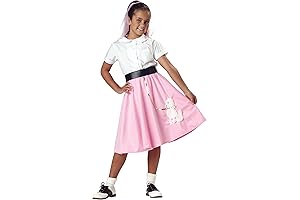 Kids Pink Poodle Skirt - Authentic 50's Retro Costume for Girls