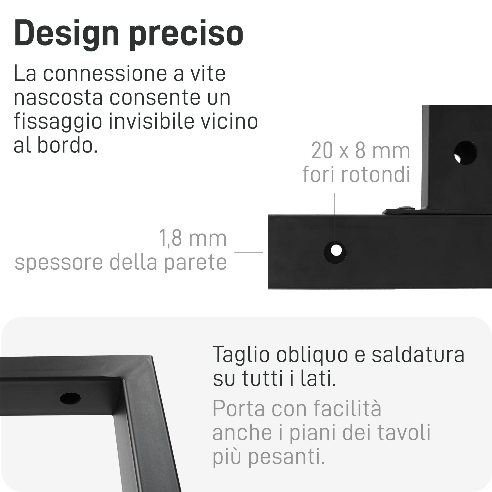 Natural Goods Berlin 2X Gambe per Tavolo FORMA T | Struttura Robusta per Panca in Metallo | Gambe per Mobili Stabili | Piedi per Tavolino e Panca | Piedi per Tavolo Nero | Gamba 35x42 cm