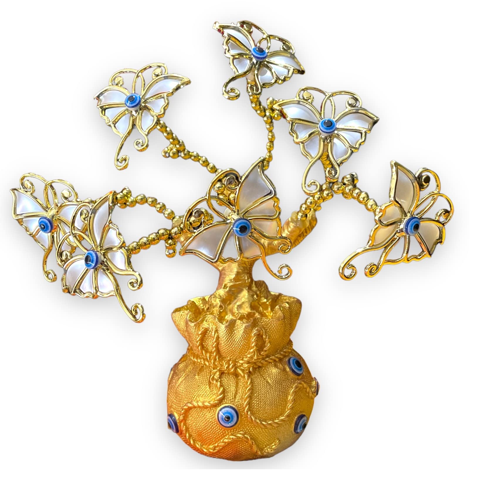 BLUE BEADS Home & Decor Artificial Tree Turkish Blue Evil Eyes Money Fortune Tree Protection Good Luck Gift Lucky Tree Amulet Table Centerpiece Ornament for Home Office Decor Protection Gift (Gold) (B0BSLBK8RH) Amazon Price History, Amazon Price Tracker