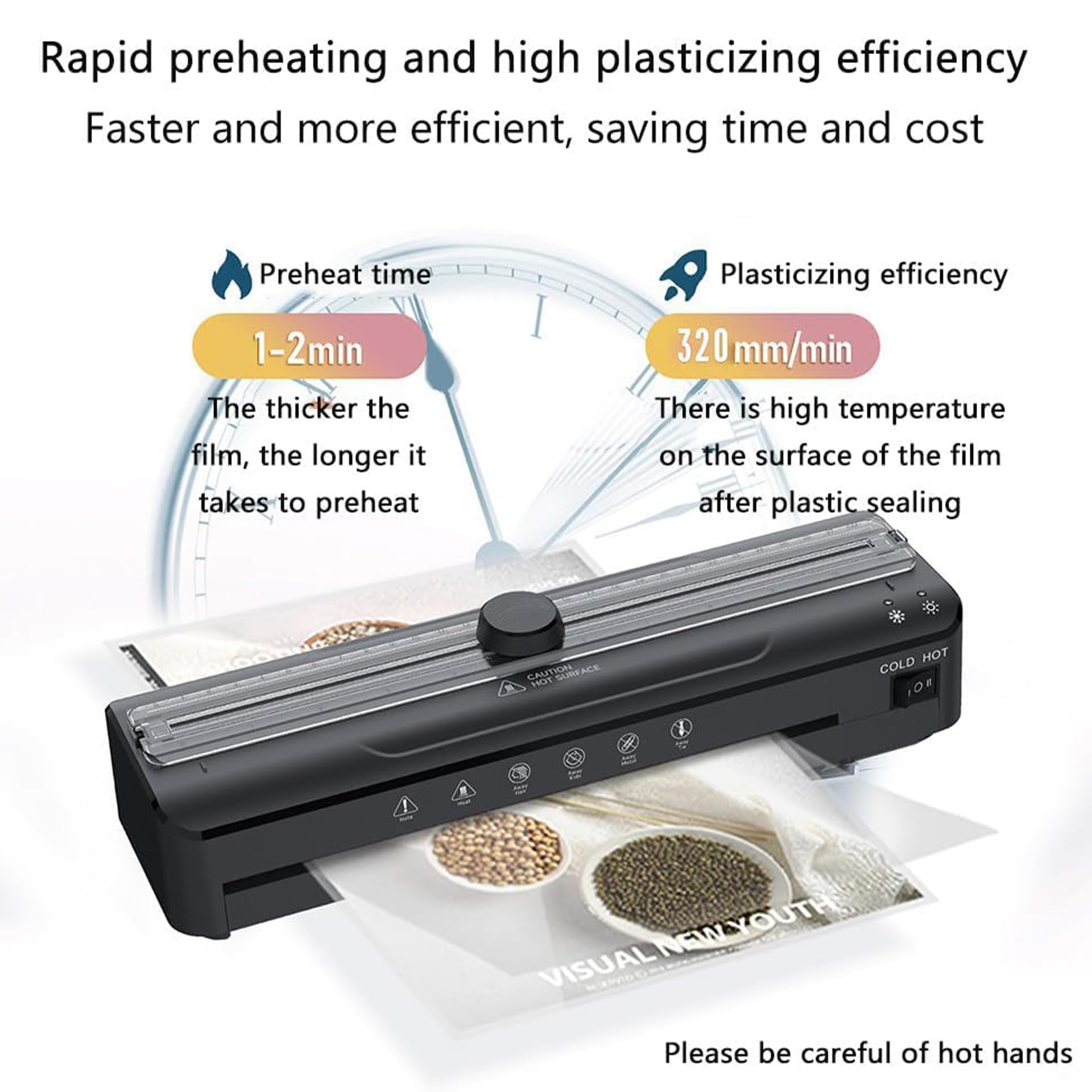 Generico Plastificatrice A4, modalità di Laminazione A Caldo E A Freddo, velocità di Laminazione 320 Mm/min, Piccola Plastificatrice Portatile, Soluzione per La Laminazione di Documenti Fotografici