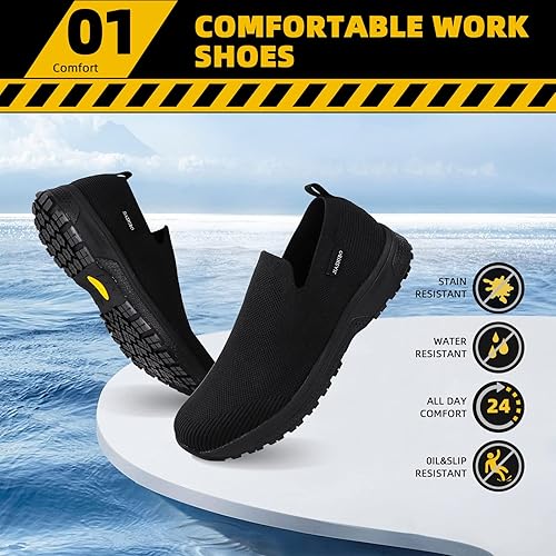 Miniatura 2 de Zapatos de trabajo antideslizantes para hombre, zapatos de chef impermeables para cocina, hospital, antideslizantes, con amortiguación de aire, con