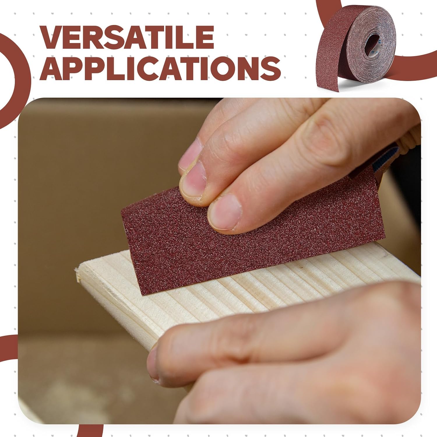 150 Grit Sandpaper Roll 3''x100 ft Long Continuous Emery Cloth Drum Sander Sand Paper Roll for Wood Furniture Finishing Metal Sanding Automotive Polishing, Wet and Dry Sanding, Aluminum Oxide
