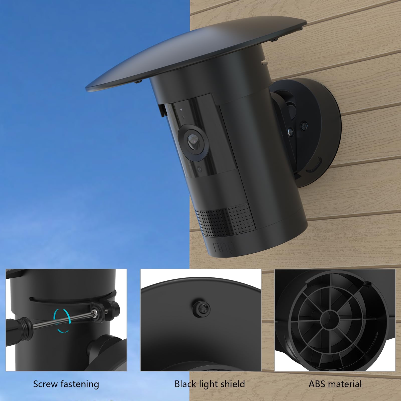 Kamera Regenschutz für Rin g Außenkamera Plus Akku (Outdoor Camera Plus neueste Generation), Außenkamera Schutzhülle, Abdeckung Sonnenschutz Kamera Zubehör, Schwarz