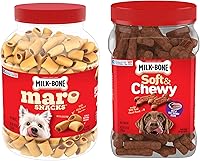 Vista 1 de Milk-Bone Paquete de golosinas para perros: 40 onzas Marosnacks, recipiente de 25 onzas de carne de res suave y masticable y filete mignon