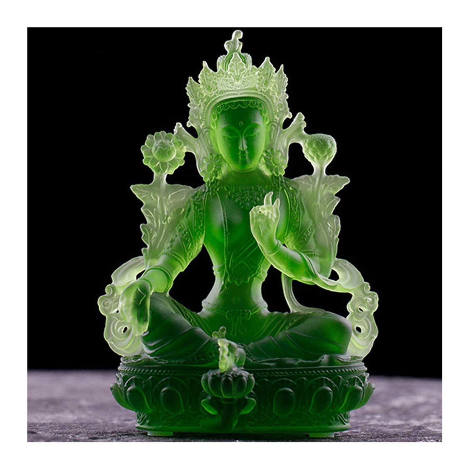 Statue Tara Verte Bouddha décoration Tibet ornement maison en verre
