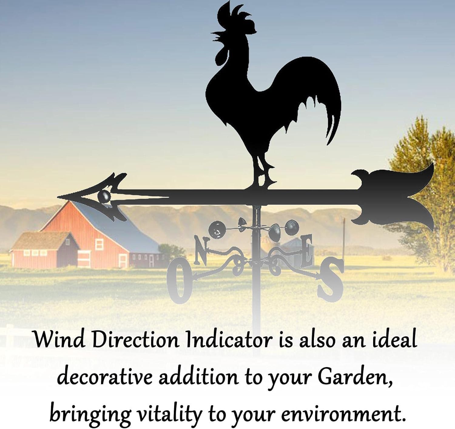Metal Weather Vane Decoration, Direction Anemometer and Stainless Steel Direction Indicator Metal Decorations Gift for Outdoor Roof Garden Weather Vane Garden Stake Measuring Tool