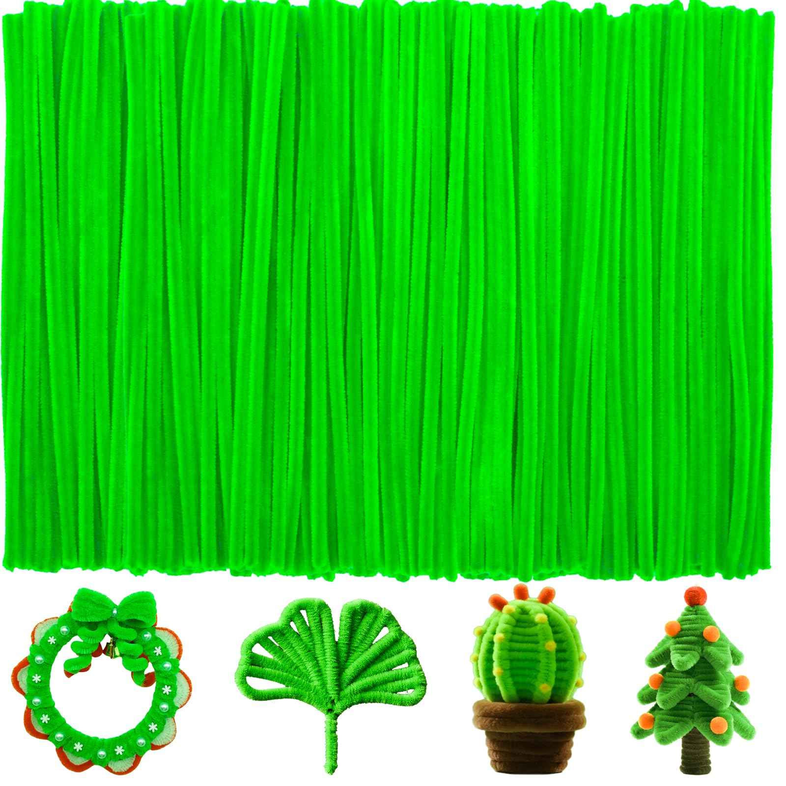 VZF Fruit Green Pipe Cleaners Craft,Creative Craft Pipe Cleaners for Flower Making,Chenille Stems Crafting Pipe Cleaners Artificial Flowers,Craft Supplies for Home Festivals DIY,Christmas Decoration