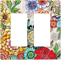 Vista 384 de Placa de pared dúplex de receptáculo de dispositivo de 1 gang de madera envejecida blanca gris con veta de tablón, cubierta de enchufe eléctrico