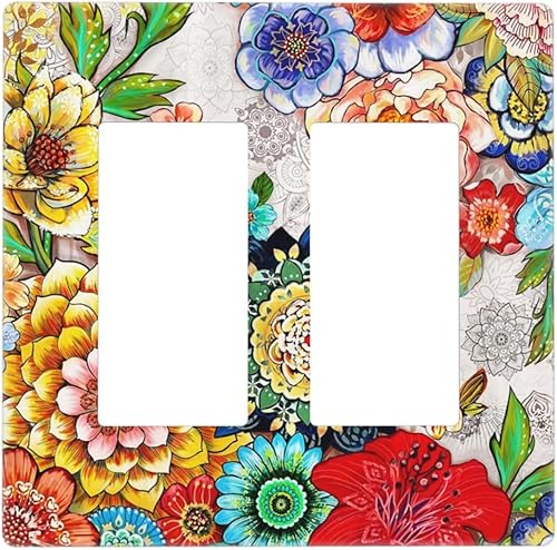 Miniatura 384 de Placa de pared dúplex de receptáculo de dispositivo de 1 gang de madera envejecida blanca gris con veta de tablón, cubierta de enchufe eléctrico de