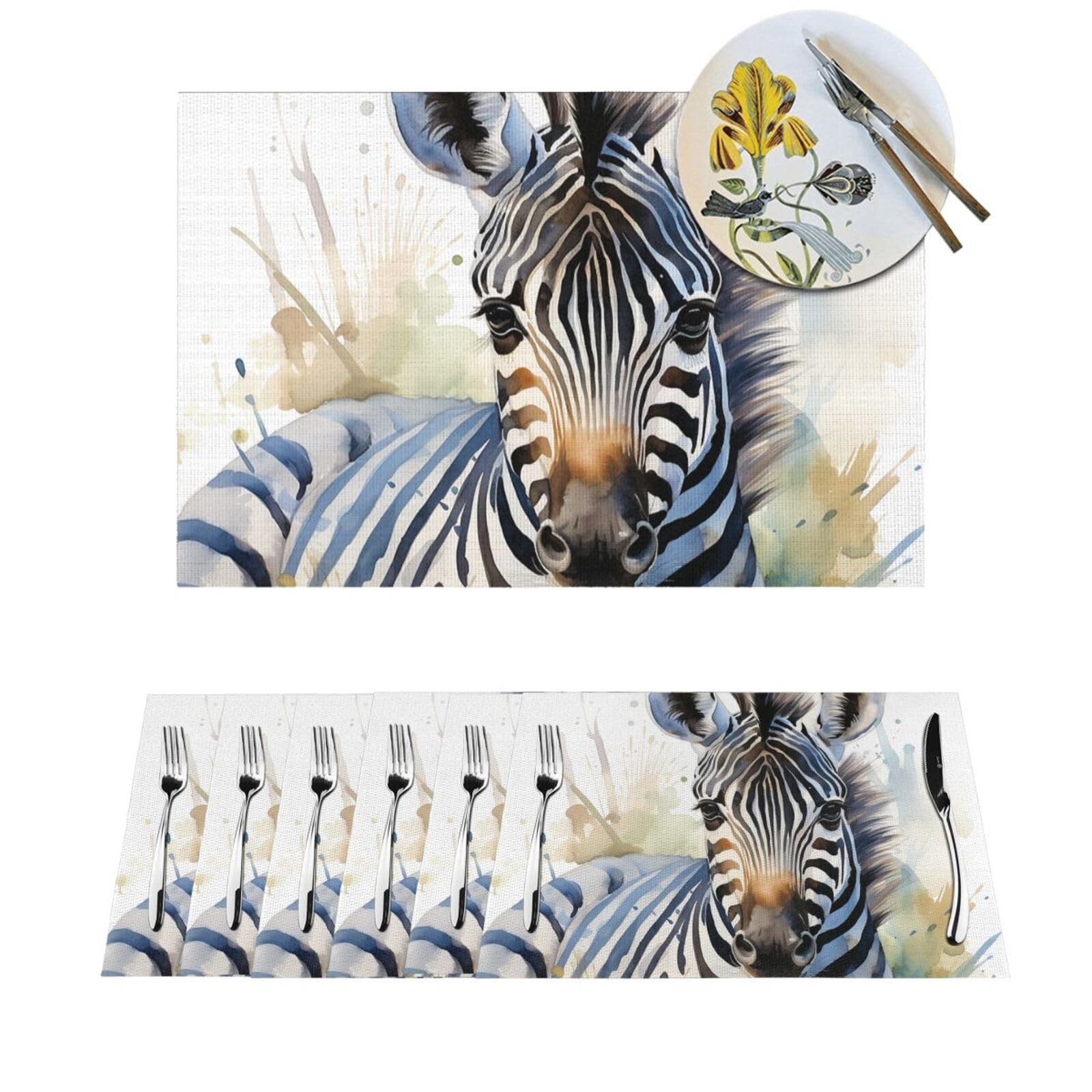 Set de table zèbre en PVC tissé (lot de 6) antidérapant et résistant pour salle à manger