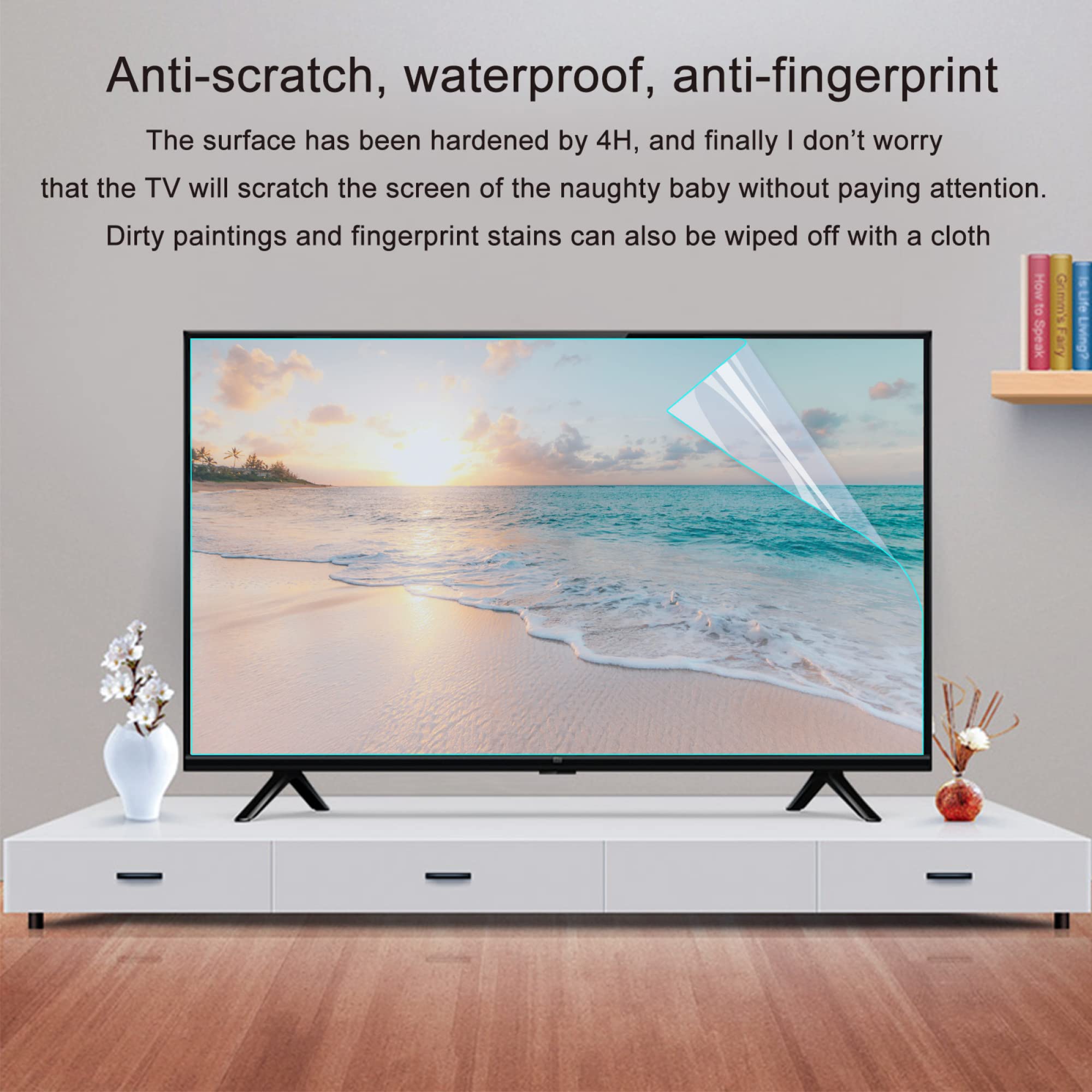 Folia ochronna na ekran telewizora, folia ochronna na ekran telewizora o przekątnej 32-75 cali, folia antyodblaskowa i przeciwzarysowa do wyświetlaczy LCD, LED, 4K OLED i QLED HDTV(65in 1440x809mm)