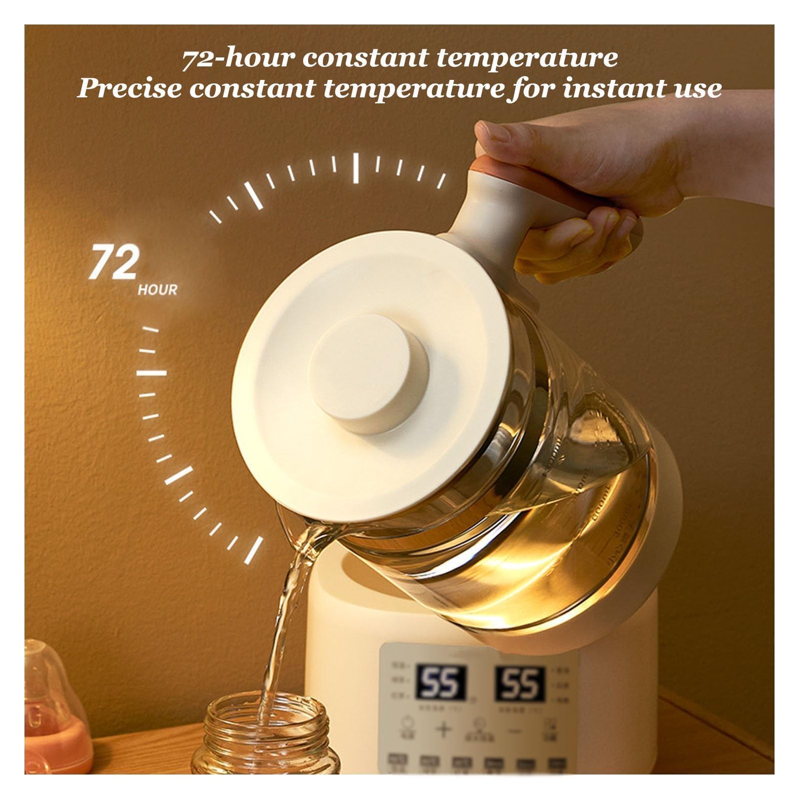 Tetera eléctrica de 1,3 L, hervidor de cristal táctil inteligente, temperatura constante de 72 horas, olla saludable multifunción completamente automática para té, café