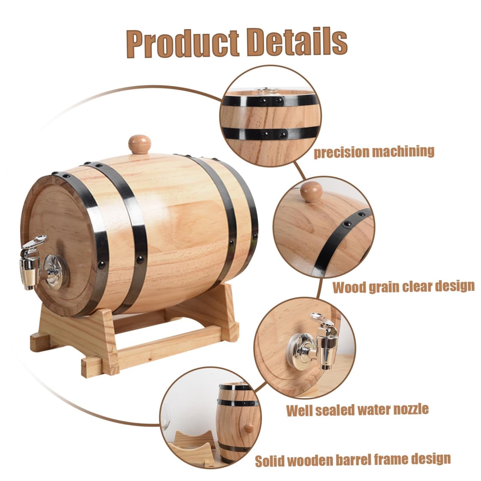 Mini Tonneau à Vin En Bois Et Cuivre – Décoration Maison, Modèle Fût Miniature D'occasion