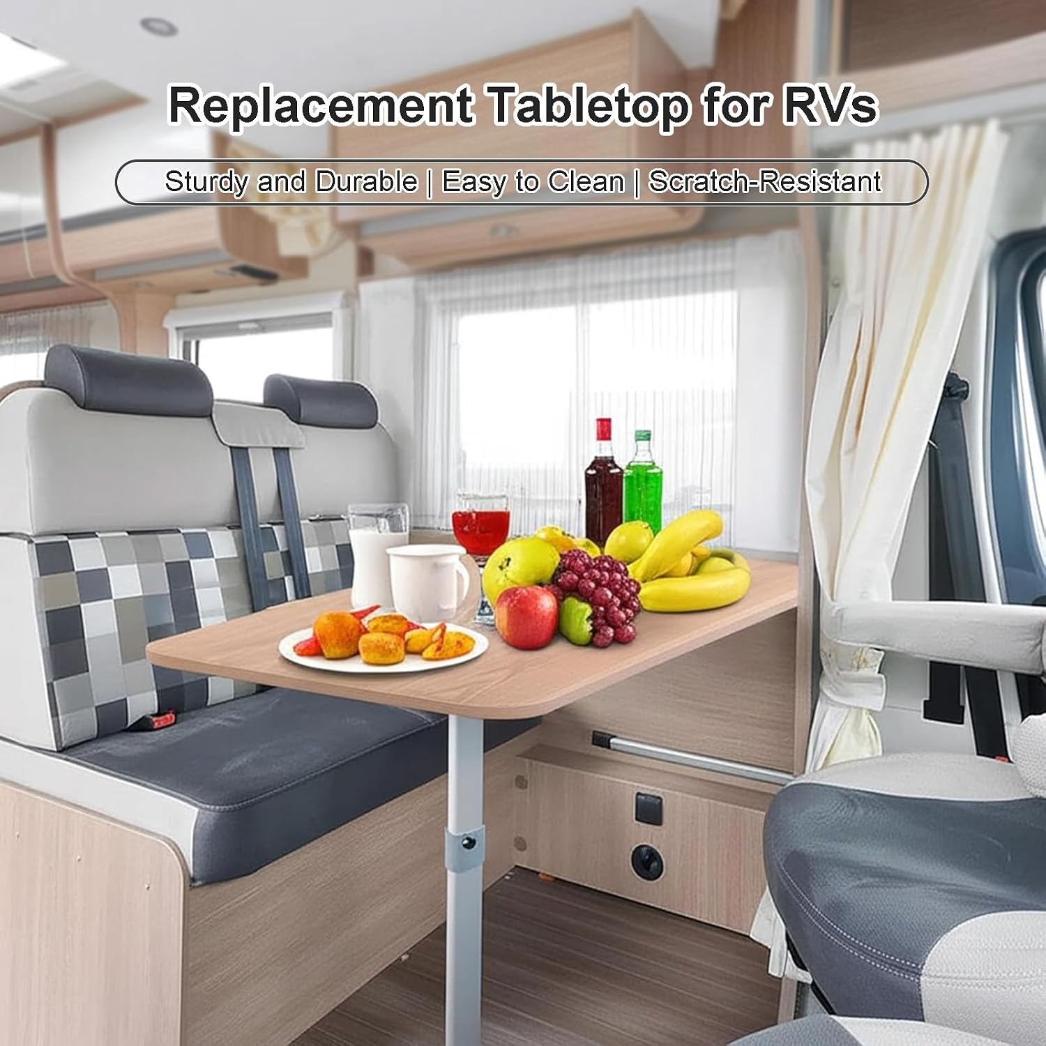 31x16in RV Table Top Replacement, RV Dinette Rectangular Table Removable for Trailer Motorhome Yacht Deck Dining Working(Brown)