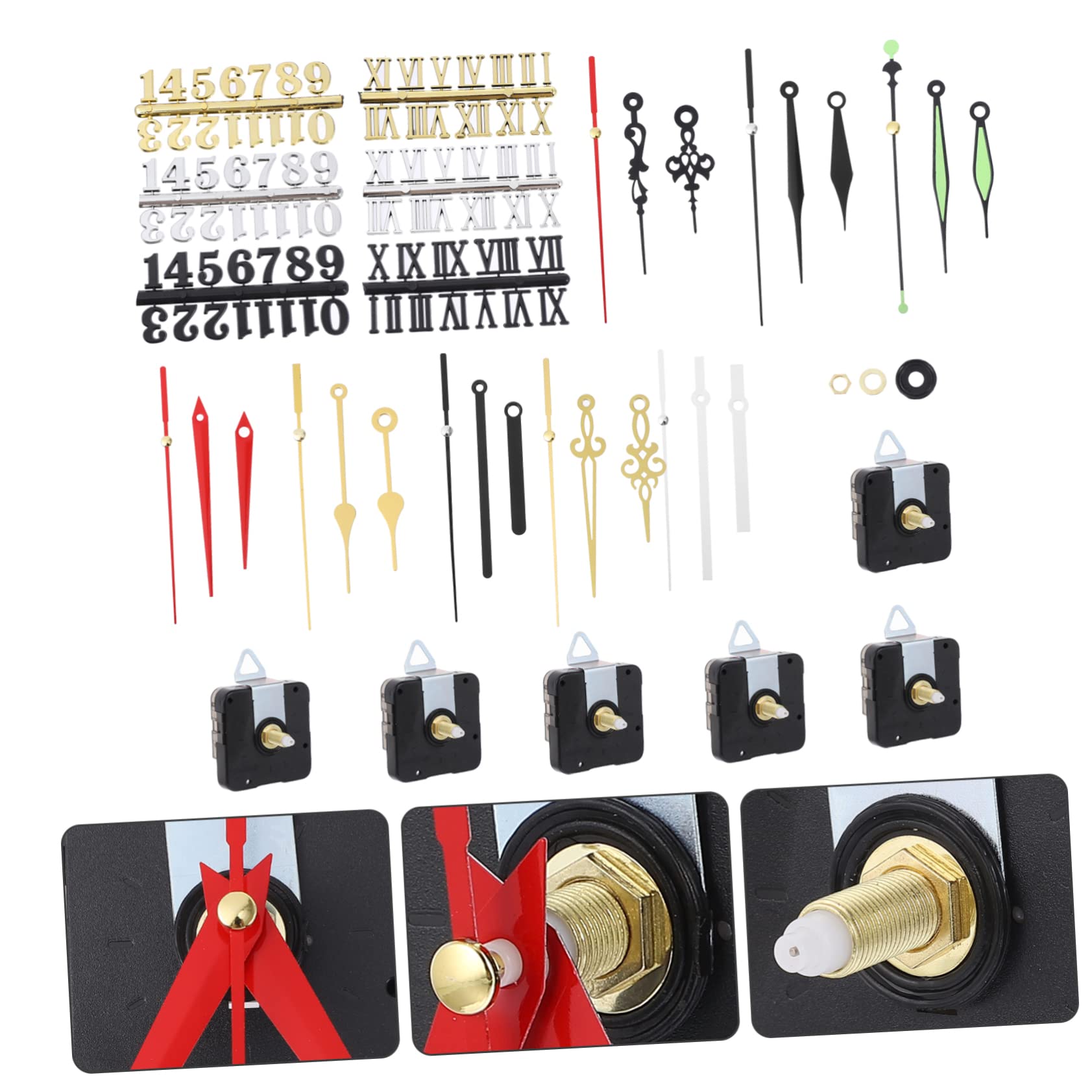 6 Stück Quarz Uhrwerk Ersatz für Wanduhr, Selbstgemacht, Zuhause | Kunststoff, Einfache und Feine Ausführung, für Schlafzimmer und Wohnzimmer, Praktisch als Ersatzteil