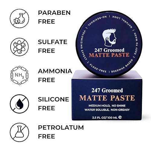 Miniatura 3 de Pomada mate para hombres  Fijación media durante todo el día, acabado de bajo brillo para todo tipo de cabello  Pasta espesante que añade volumen y