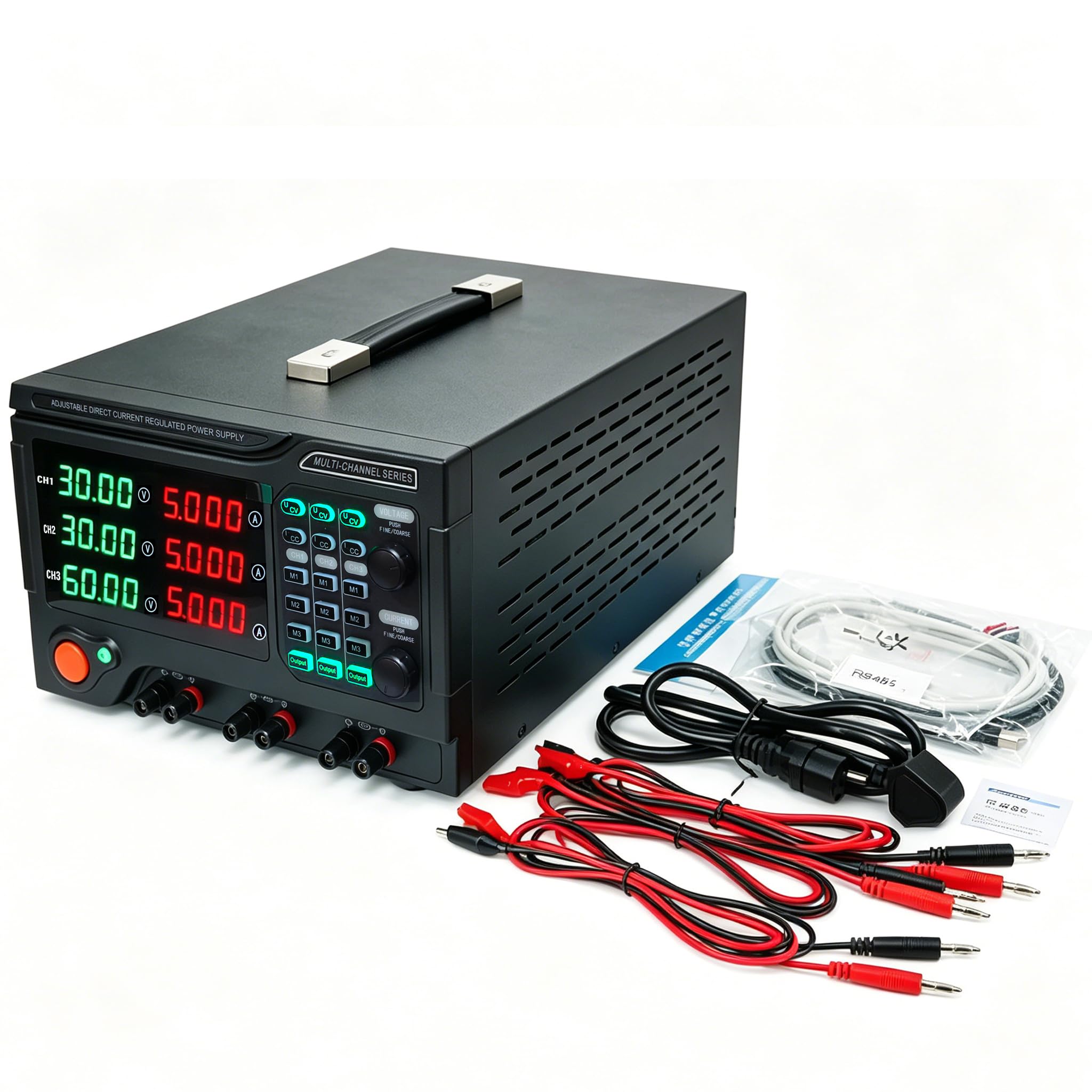 Alimentatore di rete programmabile DC da laboratorio, 3 canali, potenza totale 600 W, 30 V/5 A, 30 V/5 A, 60 V/5 A