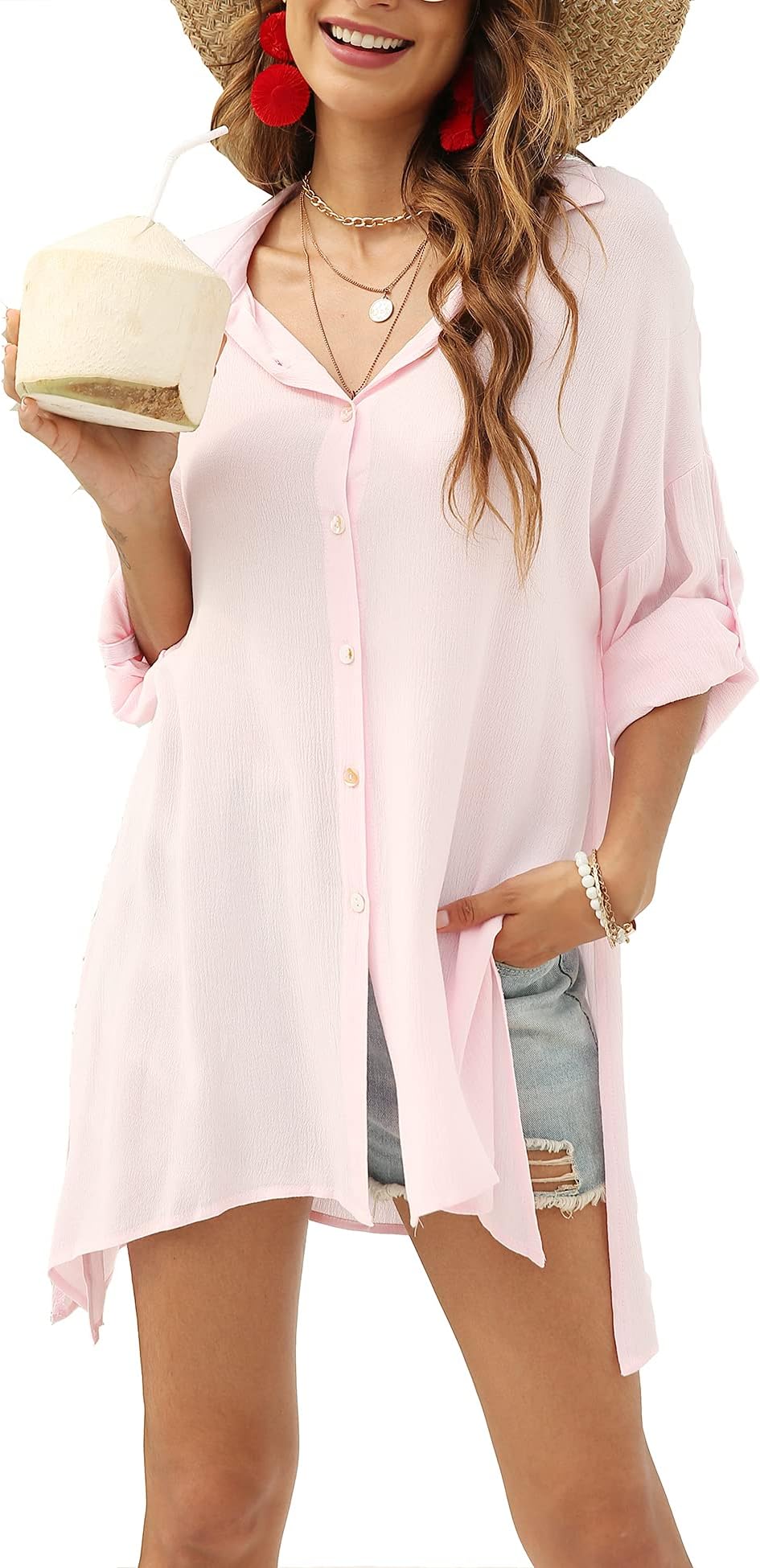 LYHNMW Womens Sheer Chiffon Floral Kimono Cardigan Loose Cover Ups Tops Outwear