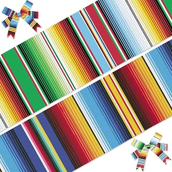 ALIBBON 2 Rolls 10 Yards 2" Cinco de Mayo Fiesta Ribbons Mexican Serape Ribbons for DIY Crafts Party Decor, Day of the Dead Ribbon Colorful Grosgrain Ribbon for Gift Wrapping Bows Crafting Supplies