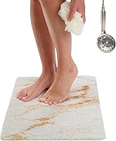 Vista 105 de ENKOSI Alfombra antideslizante para ducha y baño Loofah - Comodidad acolchada suave - Sin ventosas para bañeras lisas o texturizadas - Drenaje