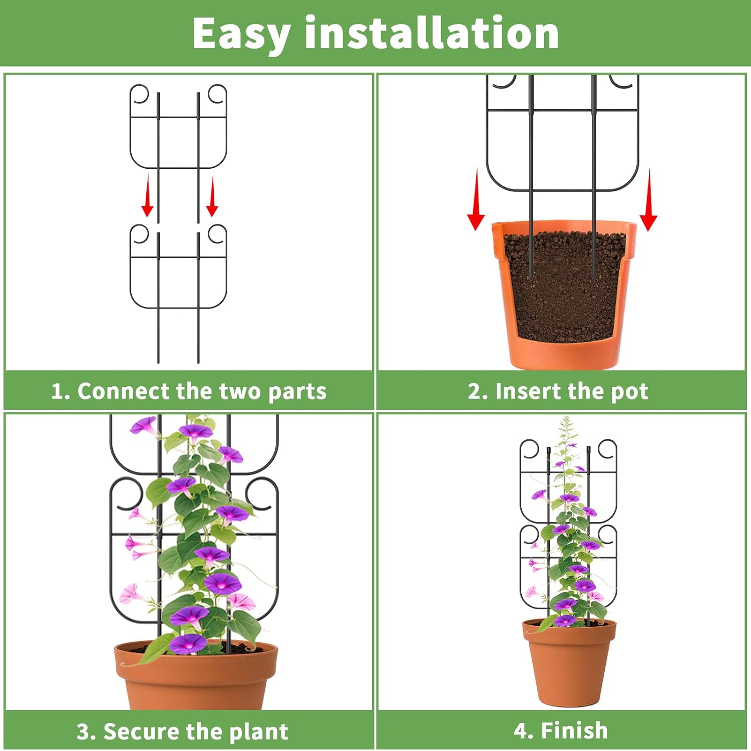 8 Pack Trellis for Climbing Plants Indoor, Expandable Small Metal Trellis for Potted Plants, Flowers Vine Ivy, Sturdy Houseplant Pothos Plant Climber Support