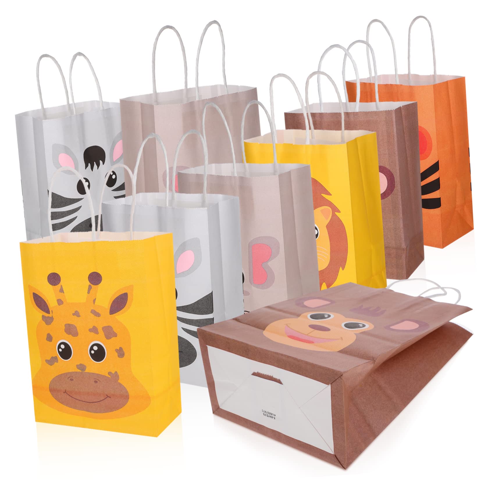 Dschungel Partytüten 24 Stück aus Kraftpapier mit Griffen Halloween Party