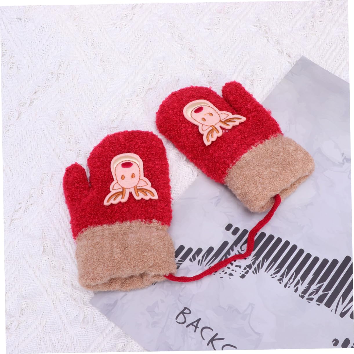 VALICLUD 2-5 Years Old Girls Christmas Gloves Soft Mitten Elk Design for Cold Days