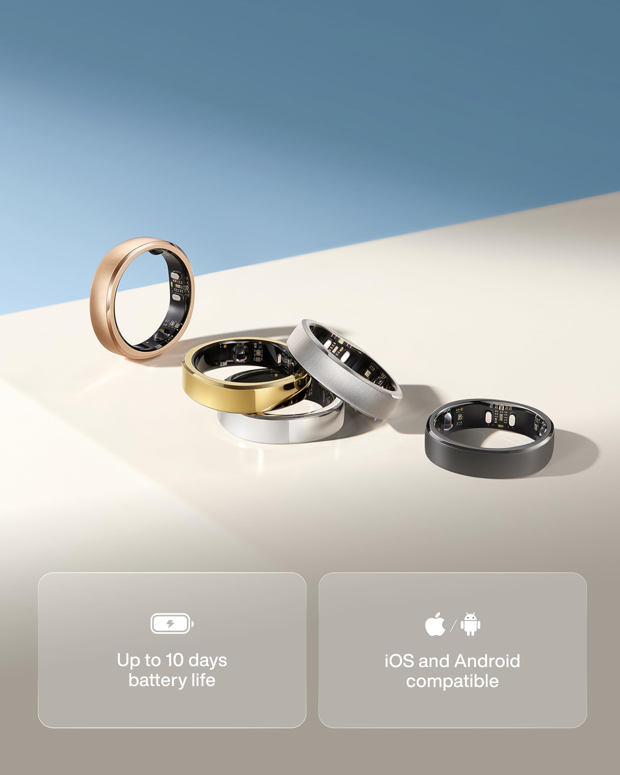 Anello Intelligente RingConn Gen 3 con Monitoraggio della Pressione, Sonno, Fitness e Frequenza Cardiaca, Avvisi a Vibrazione, Senza Abbonamento App, Batteria fino a 14 Giorni (12,Argento Futuristico) | Primo anello intelligente con Tendenze Vascolari. Av