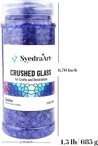 Miniatura 3 de Syedra - Vidrio triturado para manualidades, piezas de vidrio roto, bar, decoración de jardín, 0.15 a 0.236 pulgadas, tarro de 1.5 libras (azul