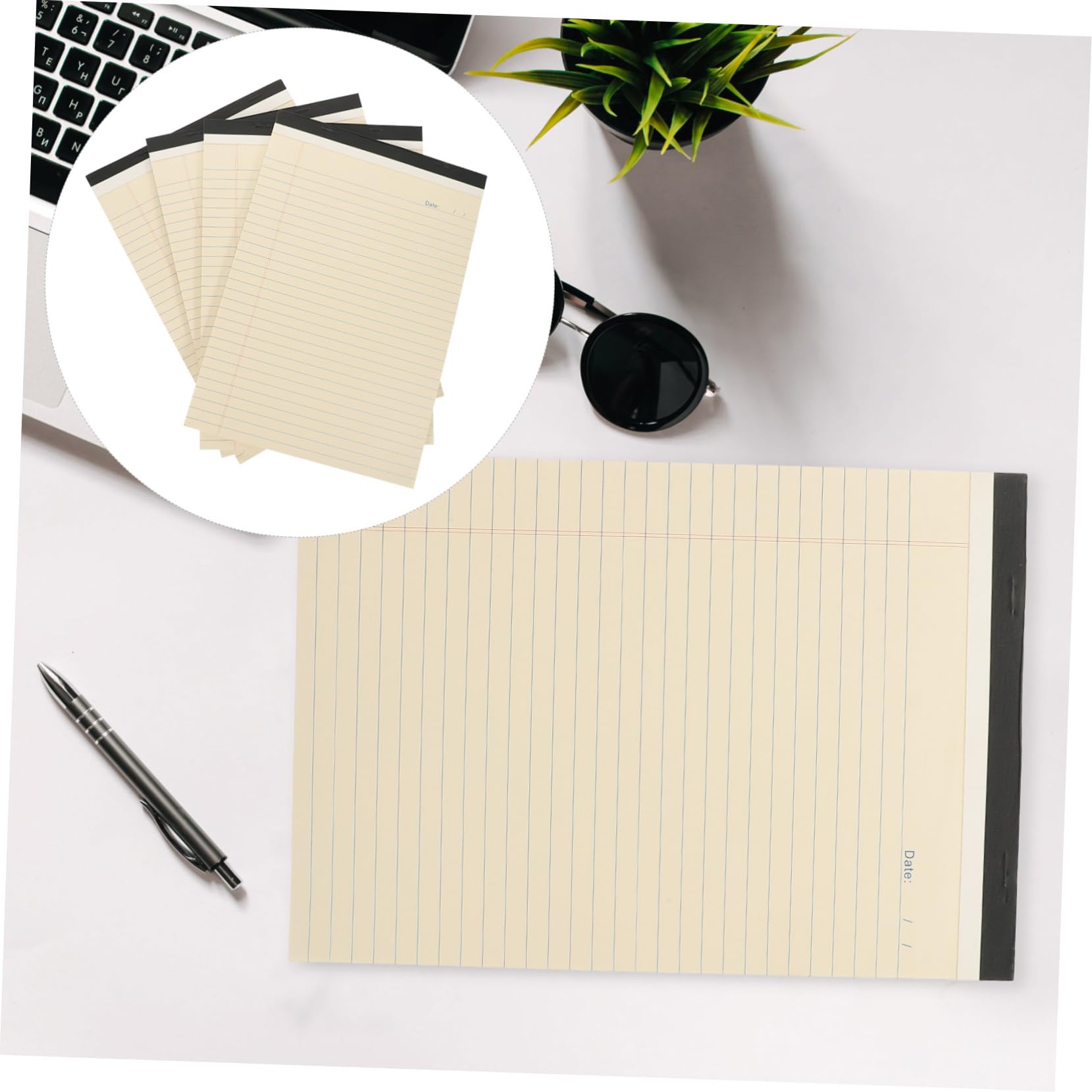 Tofficu Blocco Note Tascabile A4 a Righe, 4 Pezzi, Leggero e Portatile per Appunti, Lista delle Cose e Organizzazione Personale, per Studenti, Ufficio e Viaggi